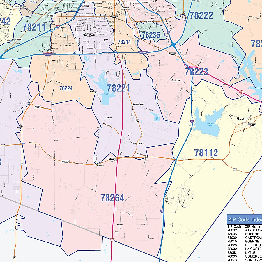 Bexar County, TX Colorcast Style Wall Map