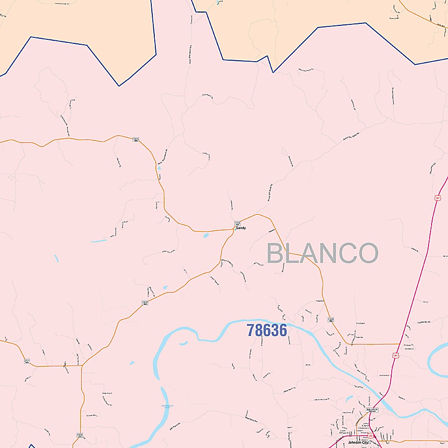 Blanco County, TX Colorcast Style Wall Map