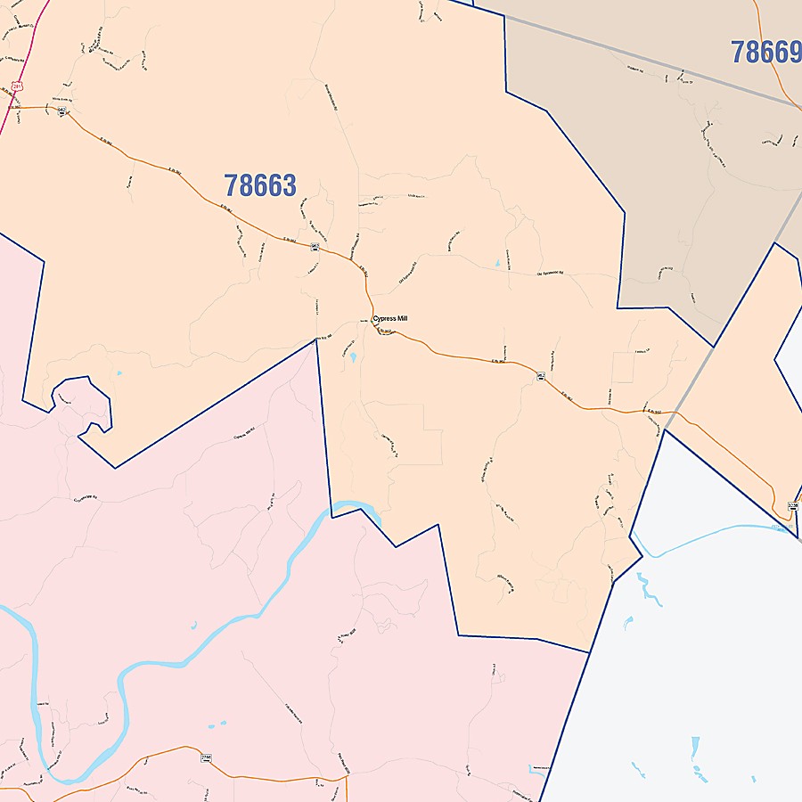 Blanco County, TX Colorcast Style Wall Map