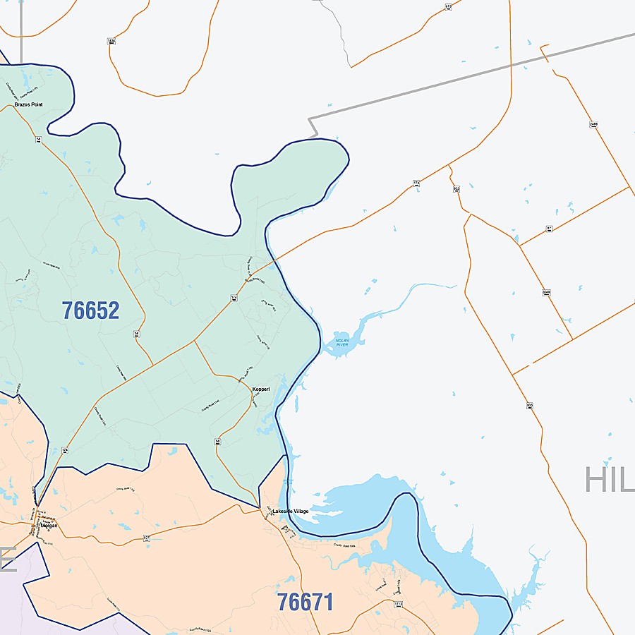 Bosque County, TX Colorcast Style Wall Map