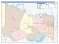 Bowie County, TX Colorcast Style Wall Map