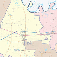 Bowie County, TX Colorcast Style Wall Map