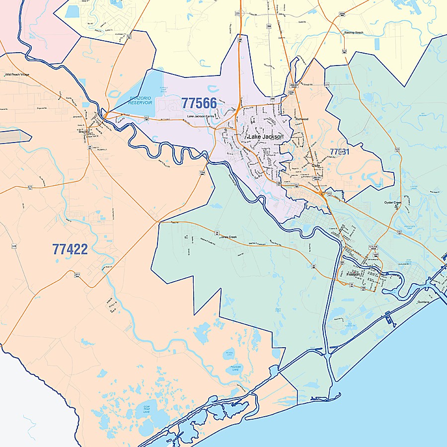 Brazoria County, TX Colorcast Style Wall Map