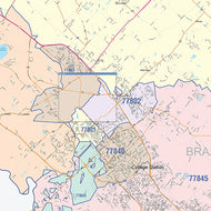 Brazos County, TX Colorcast Style Wall Map