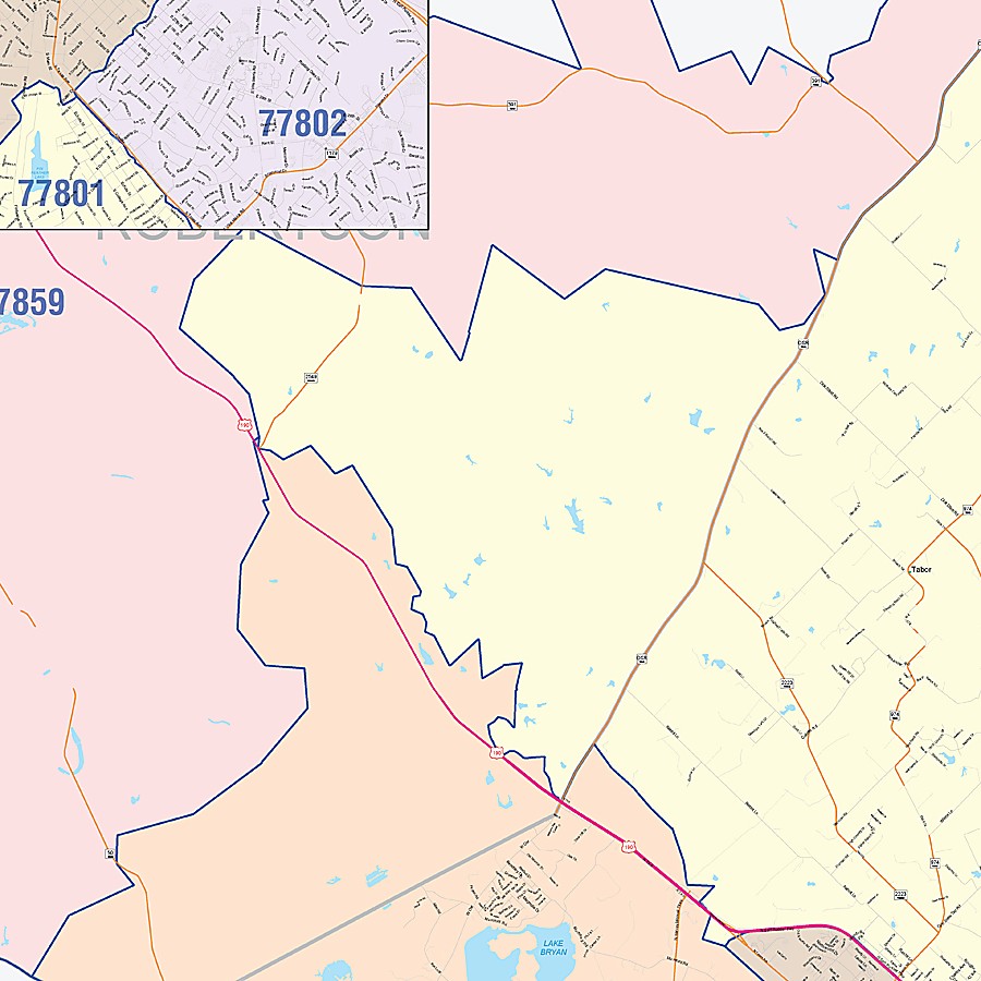 Brazos County, TX Colorcast Style Wall Map