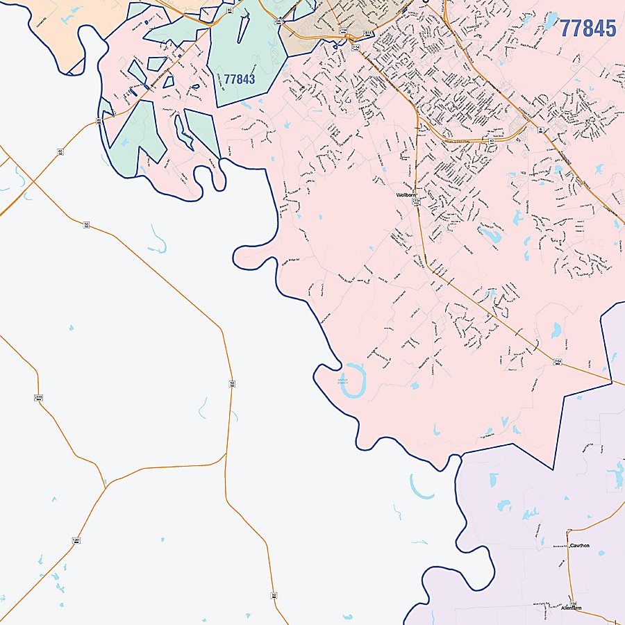 Brazos County, TX Colorcast Style Wall Map