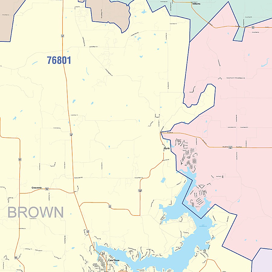 Brown County, TX Colorcast Style Wall Map