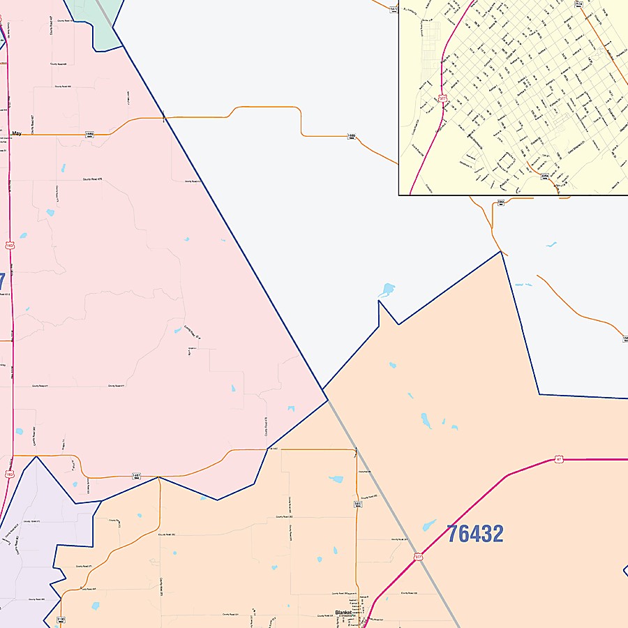 Brown County, TX Colorcast Style Wall Map