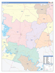 Burnet County, TX Colorcast Style Wall Map