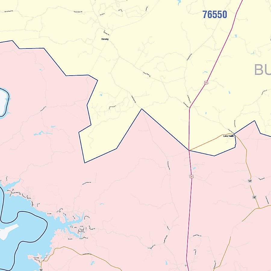 Burnet County, TX Colorcast Style Wall Map