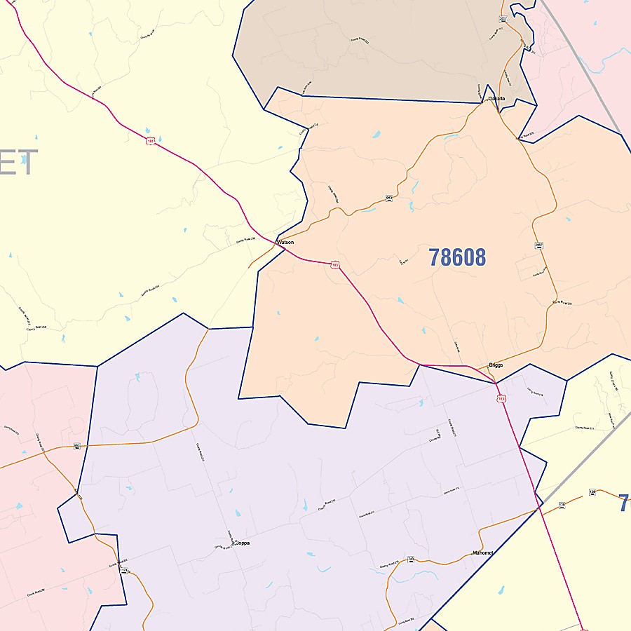 Burnet County, TX Colorcast Style Wall Map