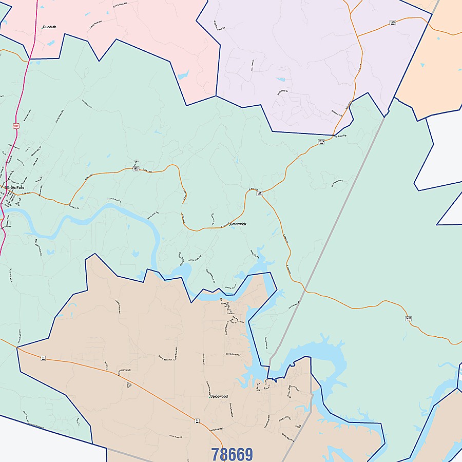 Burnet County, TX Colorcast Style Wall Map
