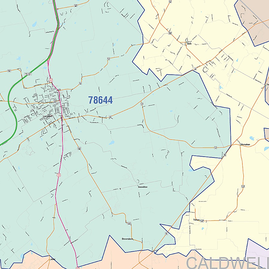 Caldwell County, TX Colorcast Style Wall Map