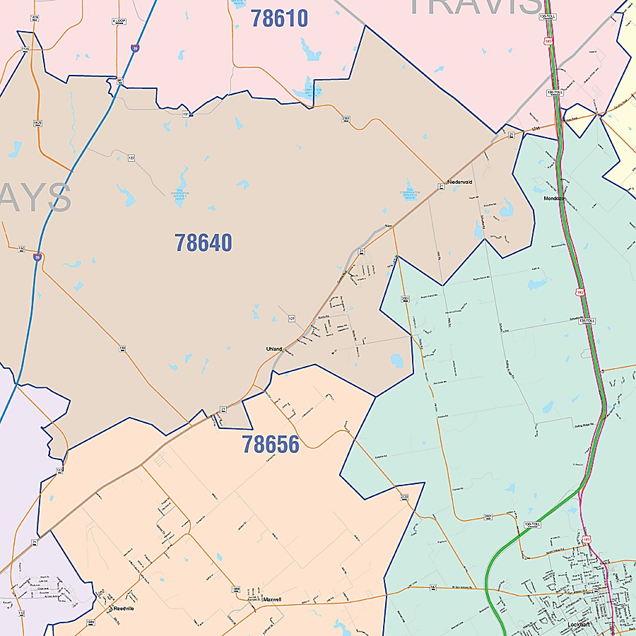 Caldwell County, TX Colorcast Style Wall Map