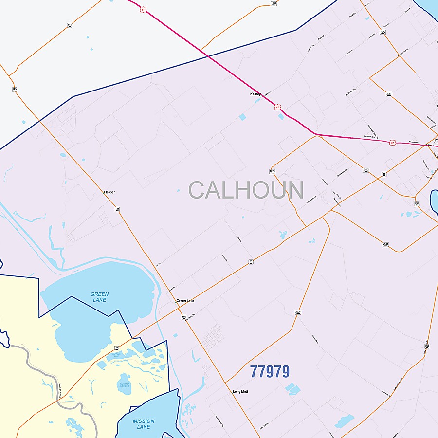Calhoun County, TX Colorcast Style Wall Map
