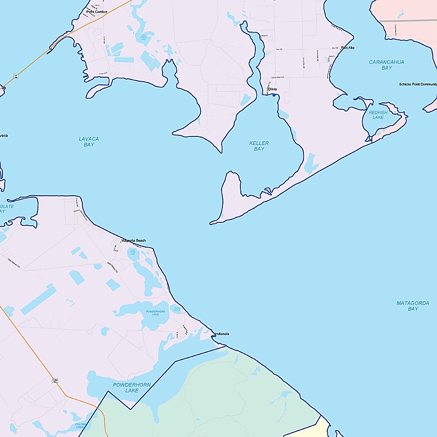 Calhoun County, TX Colorcast Style Wall Map