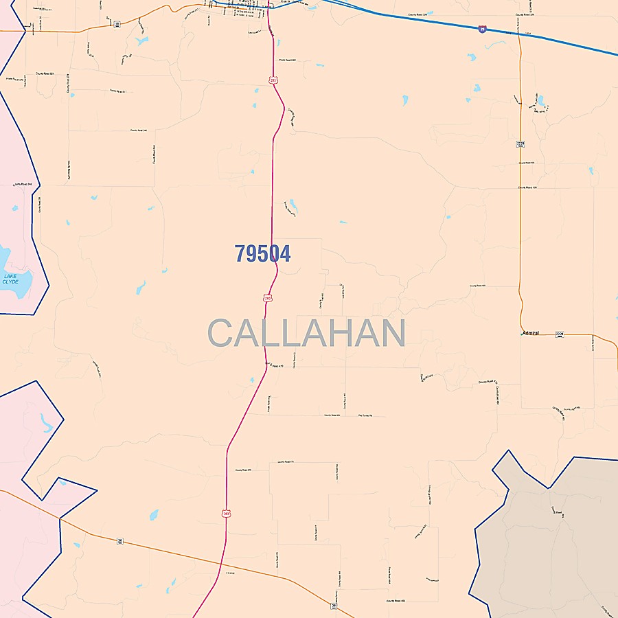 Callahan County, TX Colorcast Style Wall Map