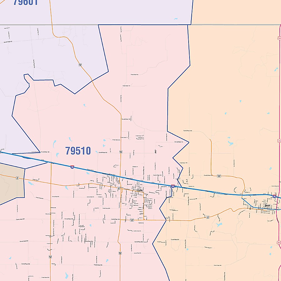 Callahan County, TX Colorcast Style Wall Map