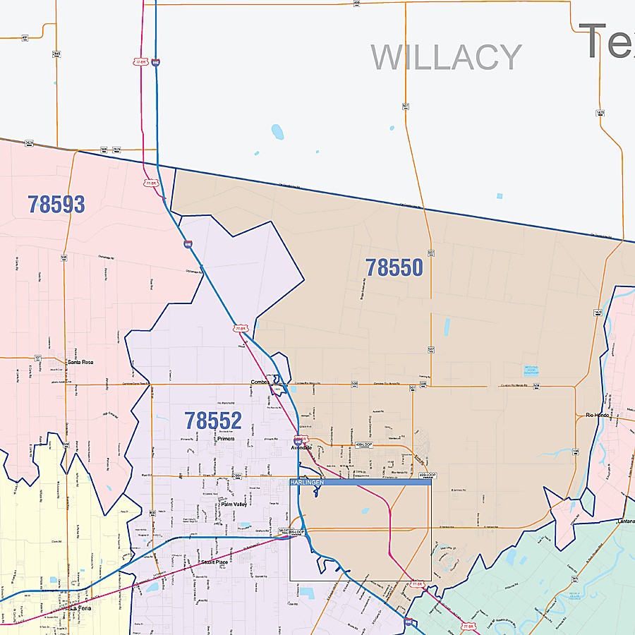 Cameron County, TX Colorcast Style Wall Map