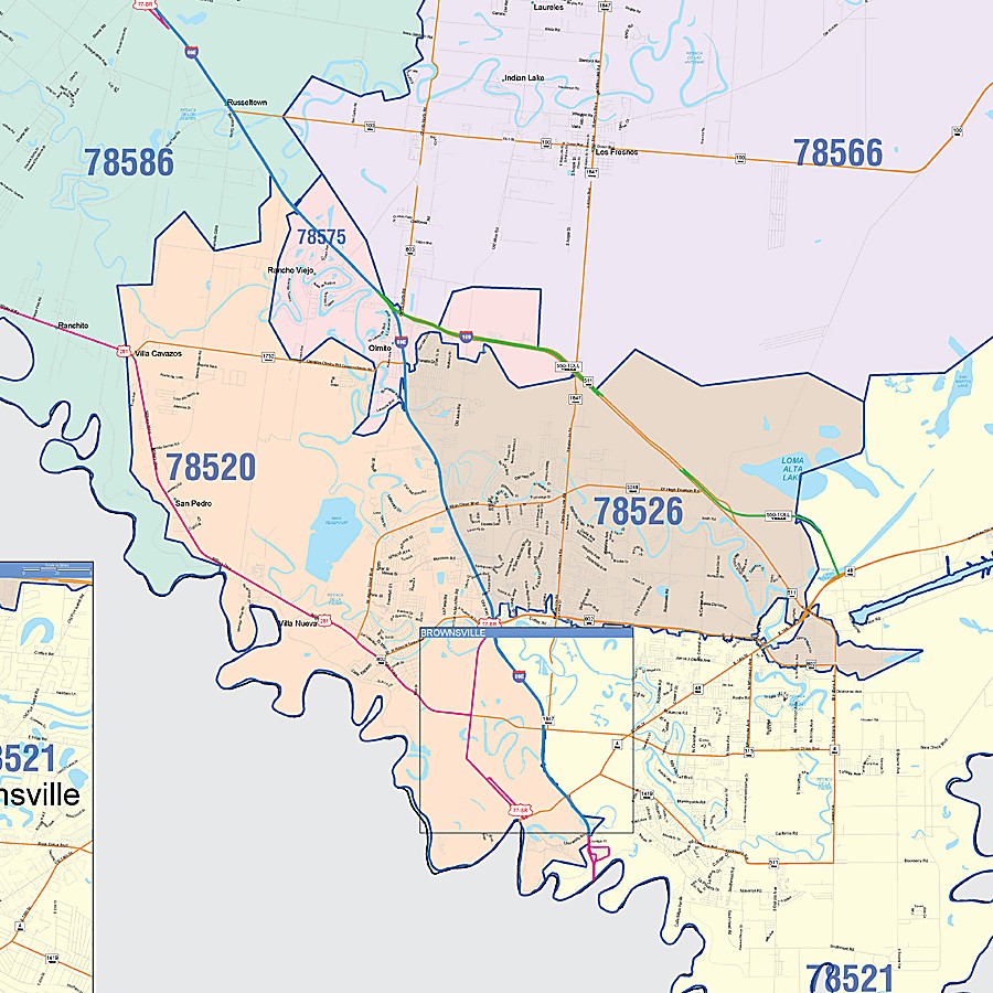 Cameron County, TX Colorcast Style Wall Map