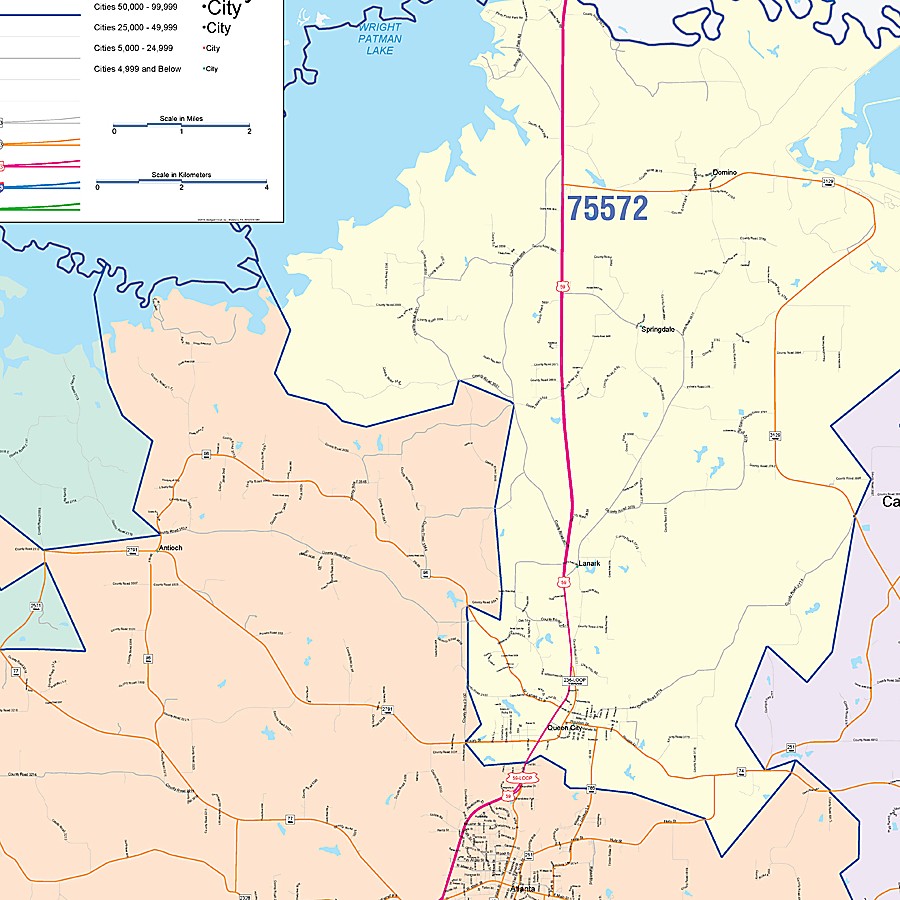 Cass County, TX Colorcast Style Wall Map