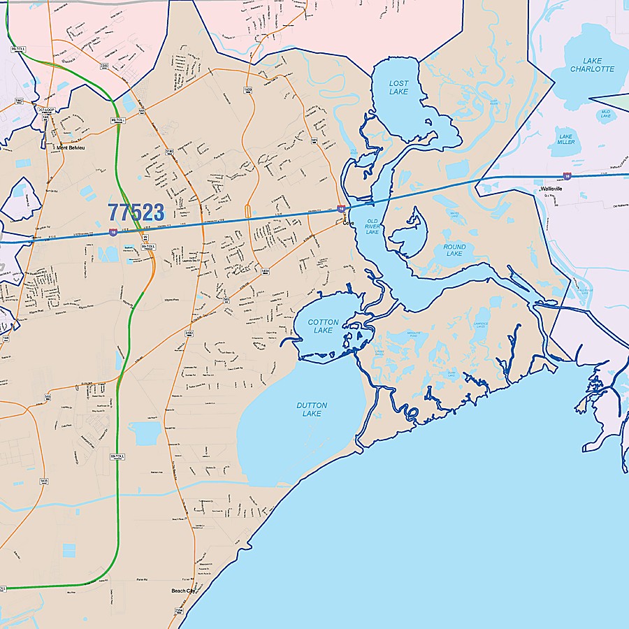 Chambers County, TX Colorcast Style Wall Map