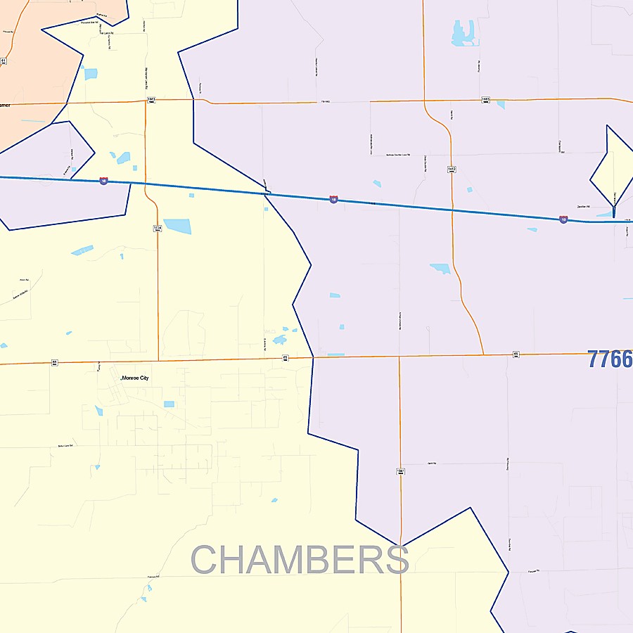 Chambers County, TX Colorcast Style Wall Map