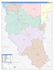 Cherokee County, TX Colorcast Style Wall Map