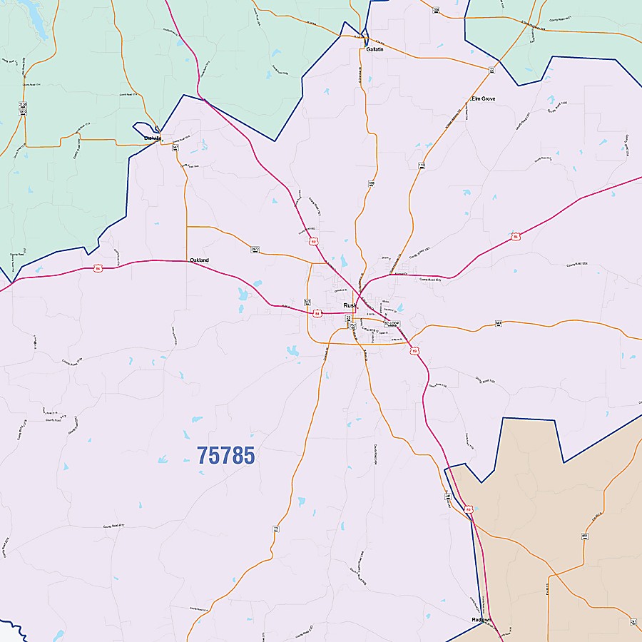 Cherokee County, TX Colorcast Style Wall Map