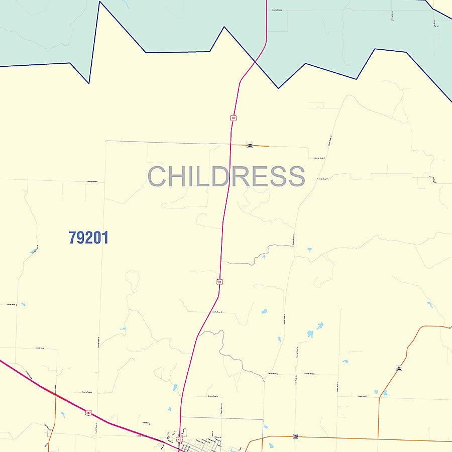 Childress County, TX Colorcast Style Wall Map