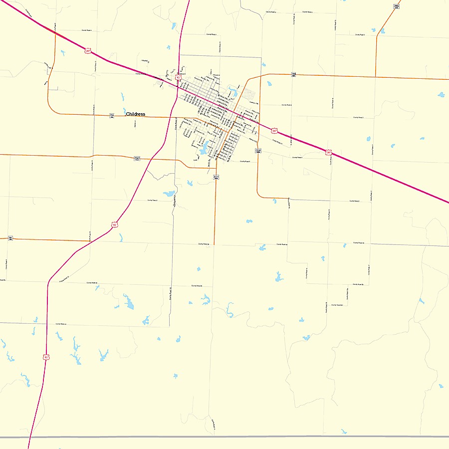Childress County, TX Colorcast Style Wall Map