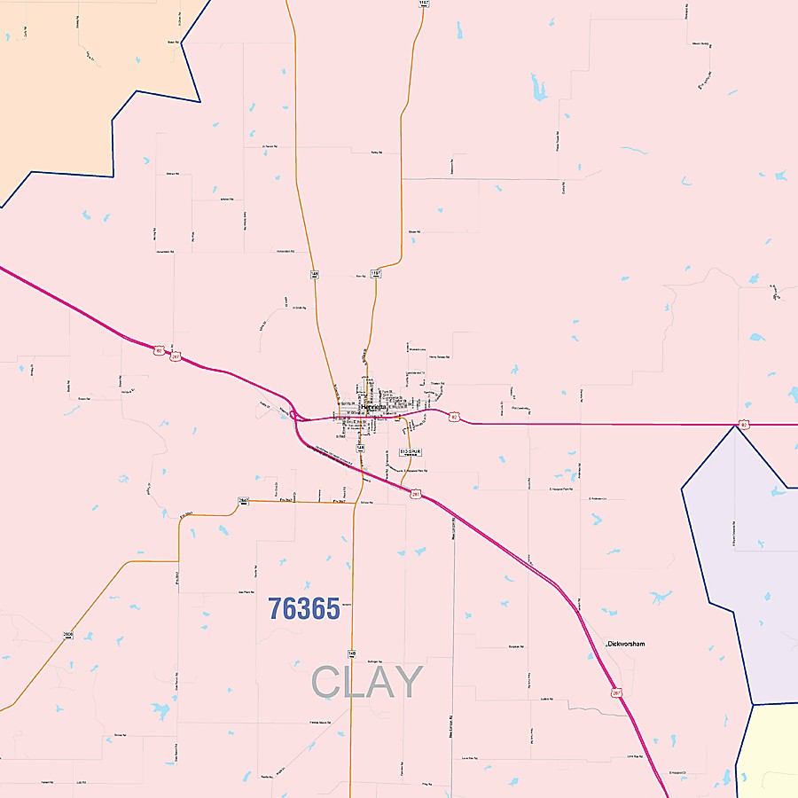 Clay County, TX Colorcast Style Wall Map