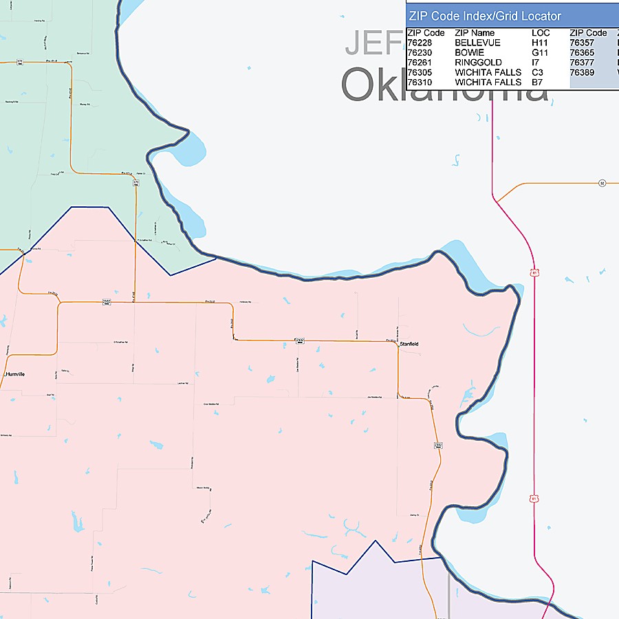 Clay County, TX Colorcast Style Wall Map