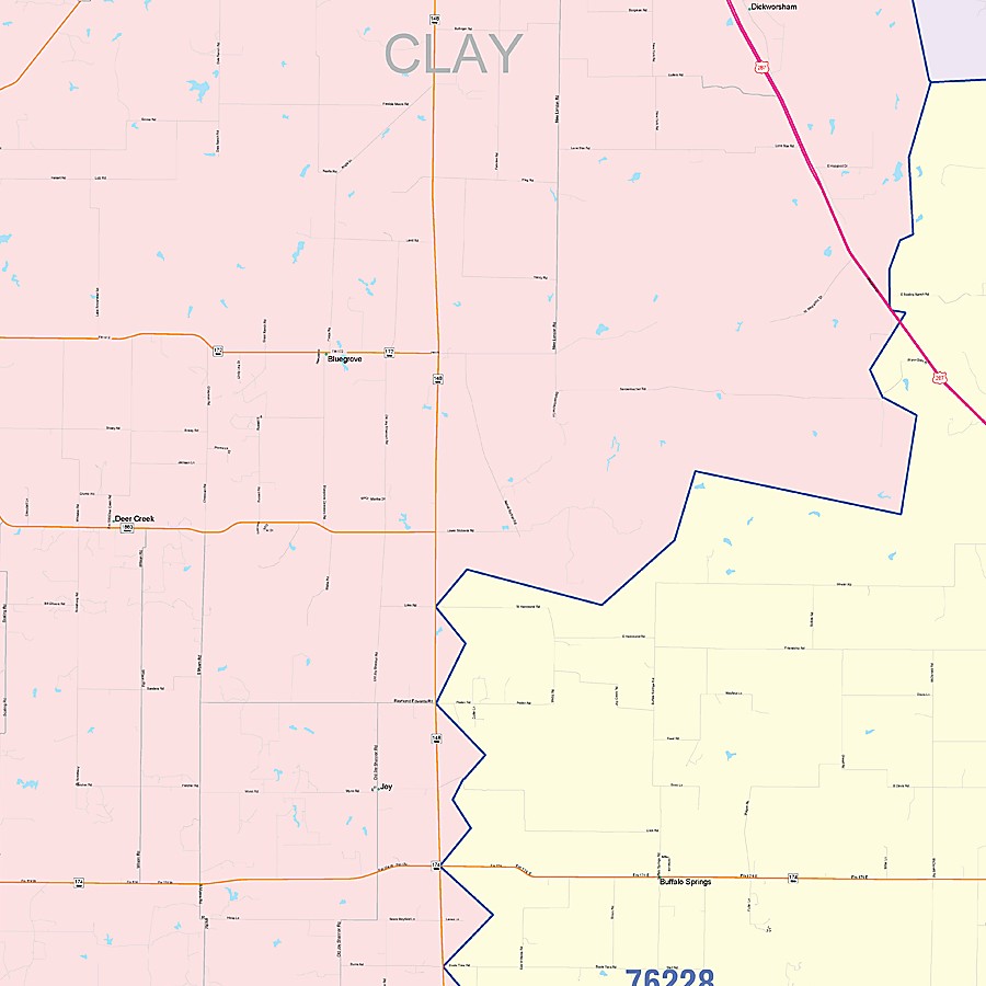 Clay County, TX Colorcast Style Wall Map