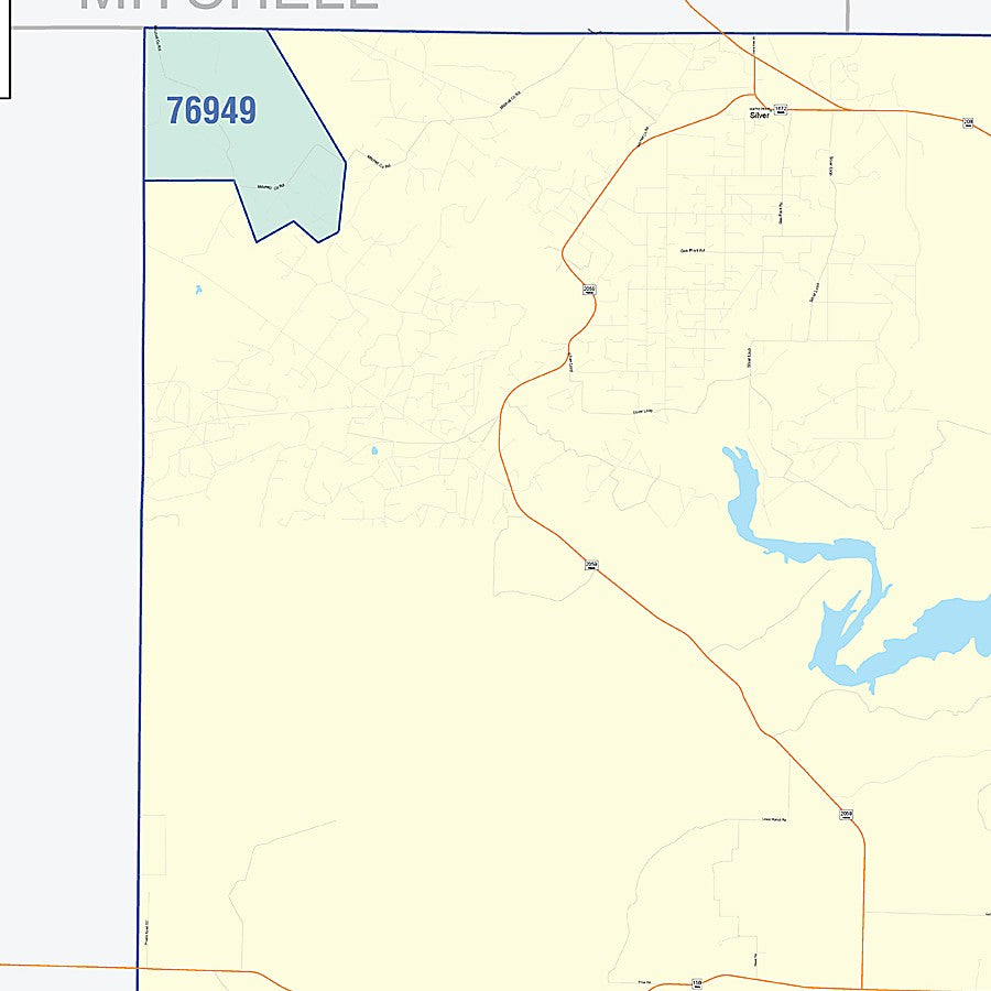 Coke County, TX Colorcast Style Wall Map