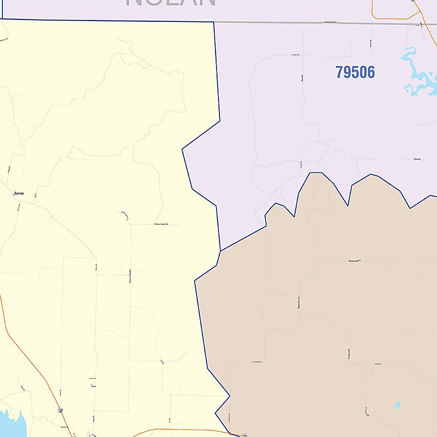 Coke County, TX Colorcast Style Wall Map