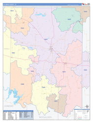 Coleman County, TX Colorcast Style Wall Map
