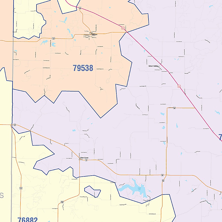 Coleman County, TX Colorcast Style Wall Map