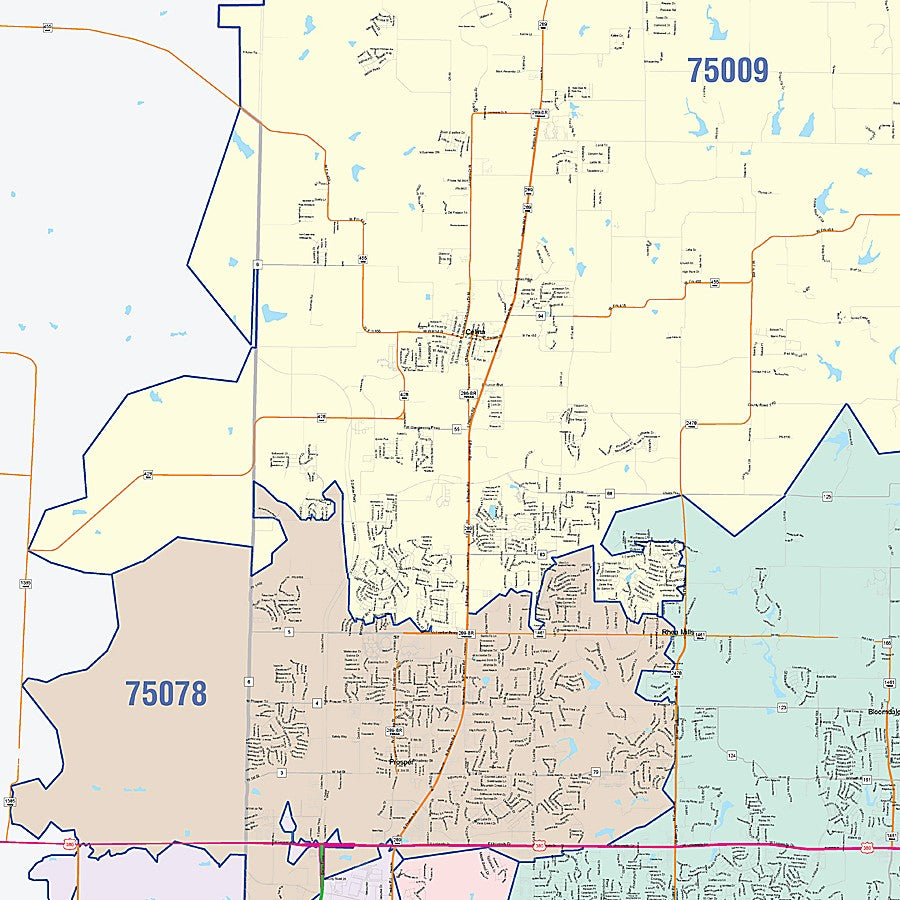 Collin County, TX Colorcast Style Wall Map