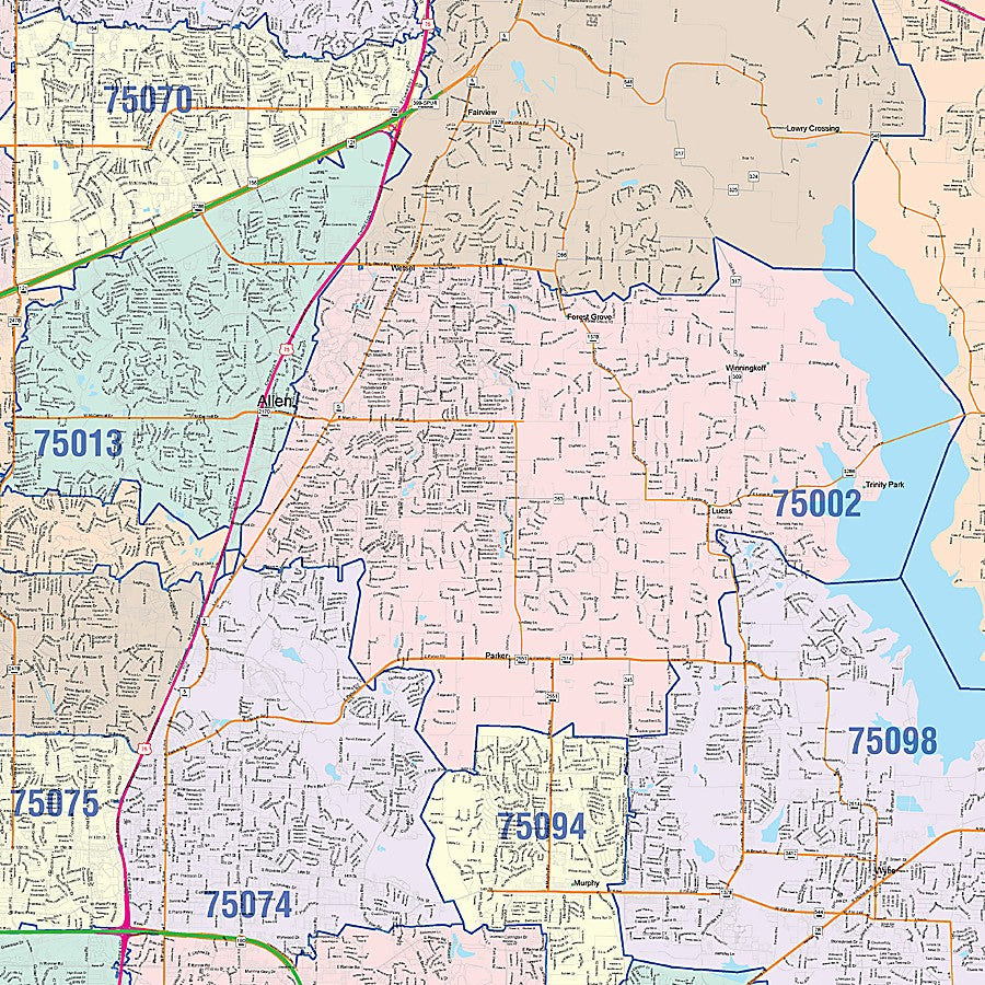 Collin County, TX Colorcast Style Wall Map