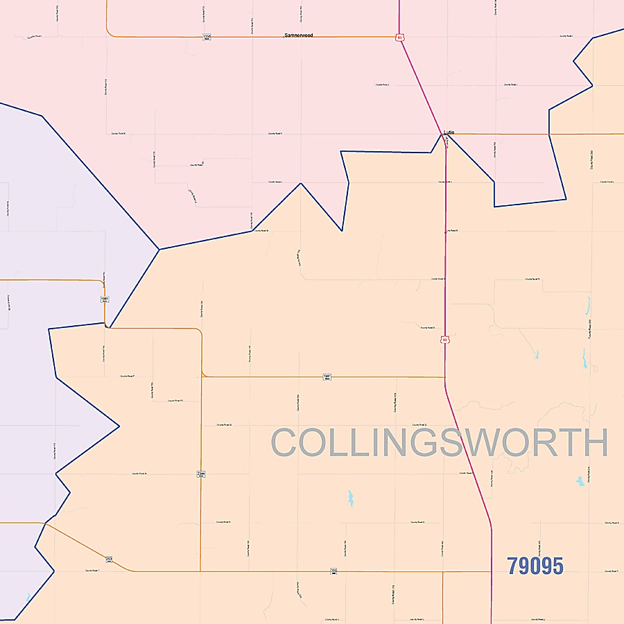 Collingsworth County, TX Colorcast Style Wall Map
