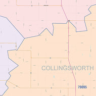 Collingsworth County, TX Colorcast Style Wall Map