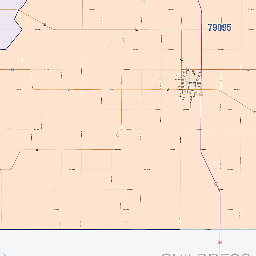 Collingsworth County, TX Colorcast Style Wall Map