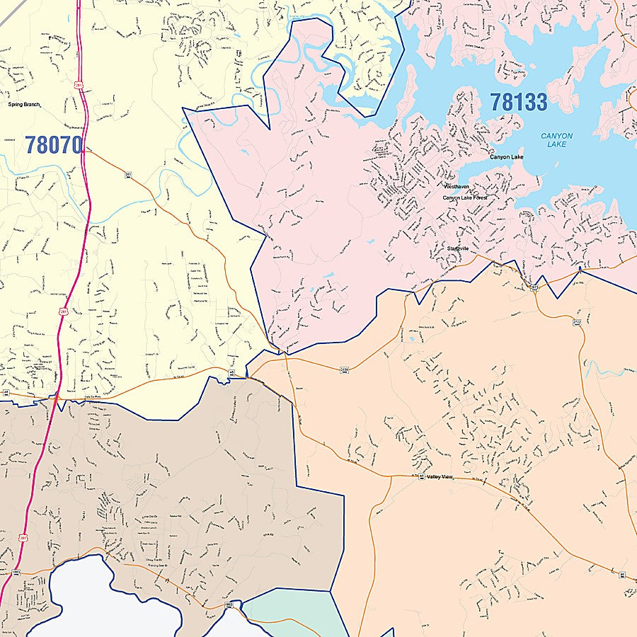 Comal County, TX Colorcast Style Wall Map