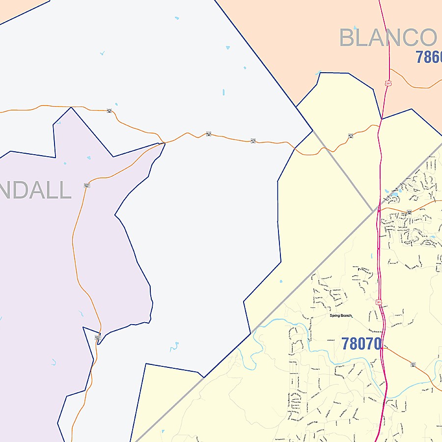 Comal County, TX Colorcast Style Wall Map
