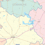 Comanche County, TX Colorcast Style Wall Map