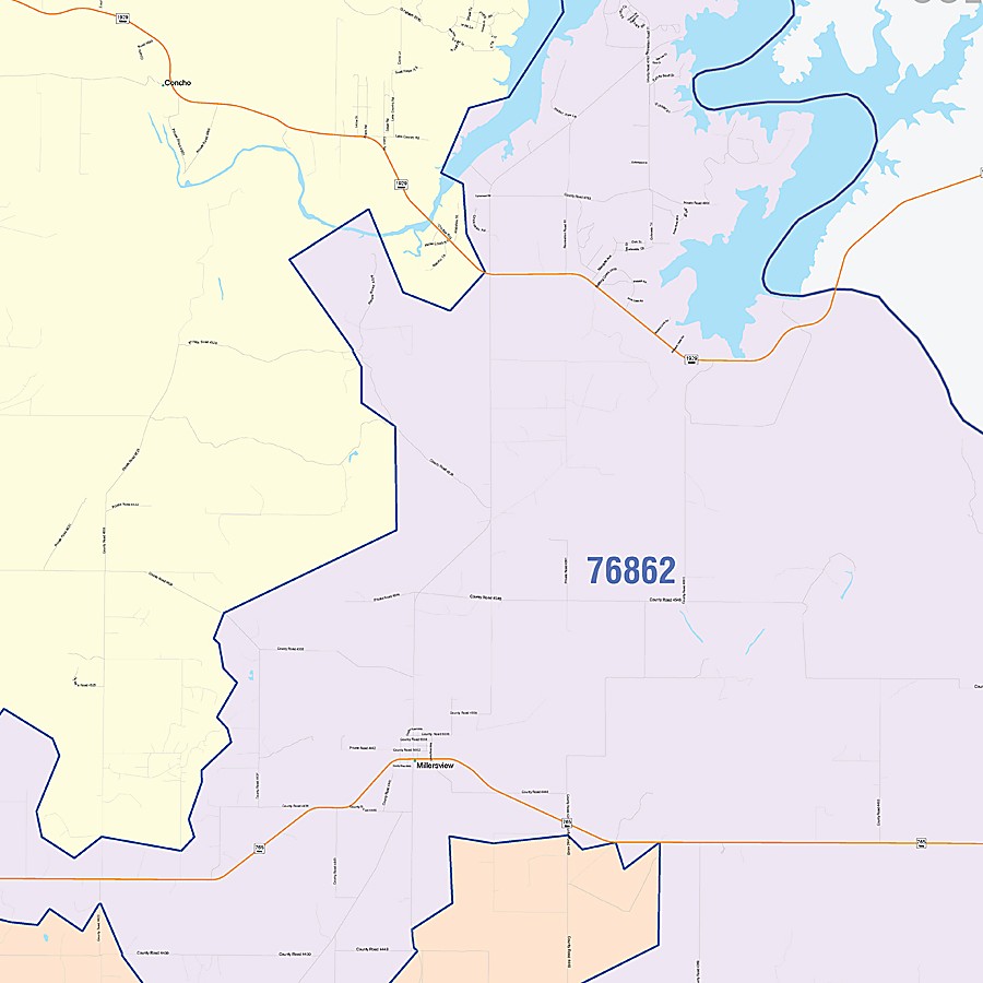 Concho County, TX Colorcast Style Wall Map