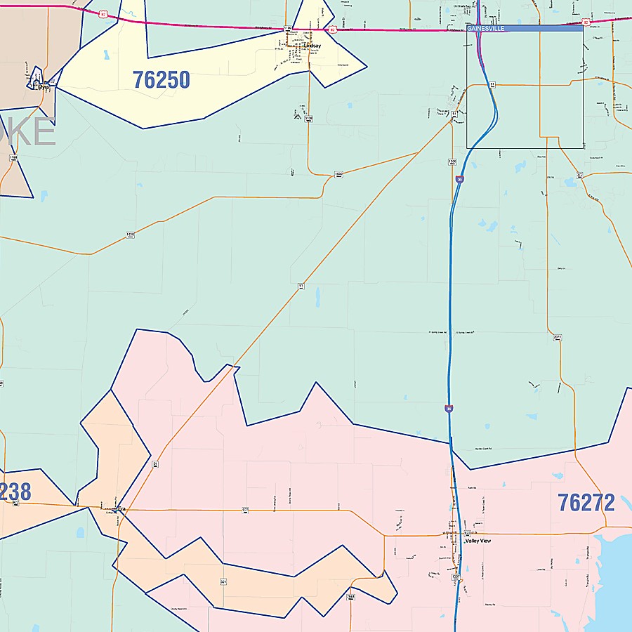 Cooke County, TX Colorcast Style Wall Map