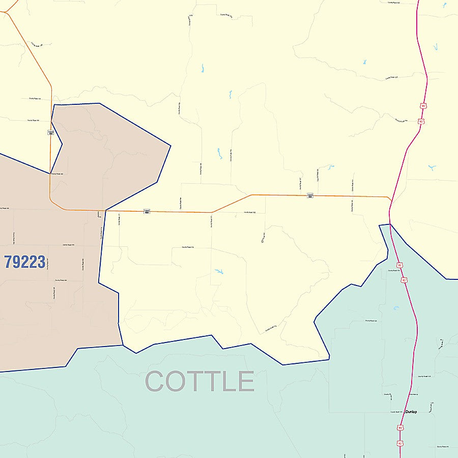 Cottle County, TX Colorcast Style Wall Map