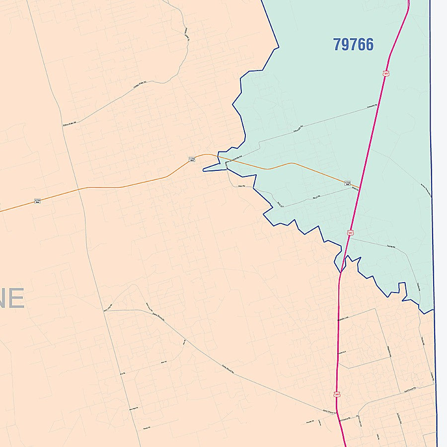 Crane County, TX Colorcast Style Wall Map